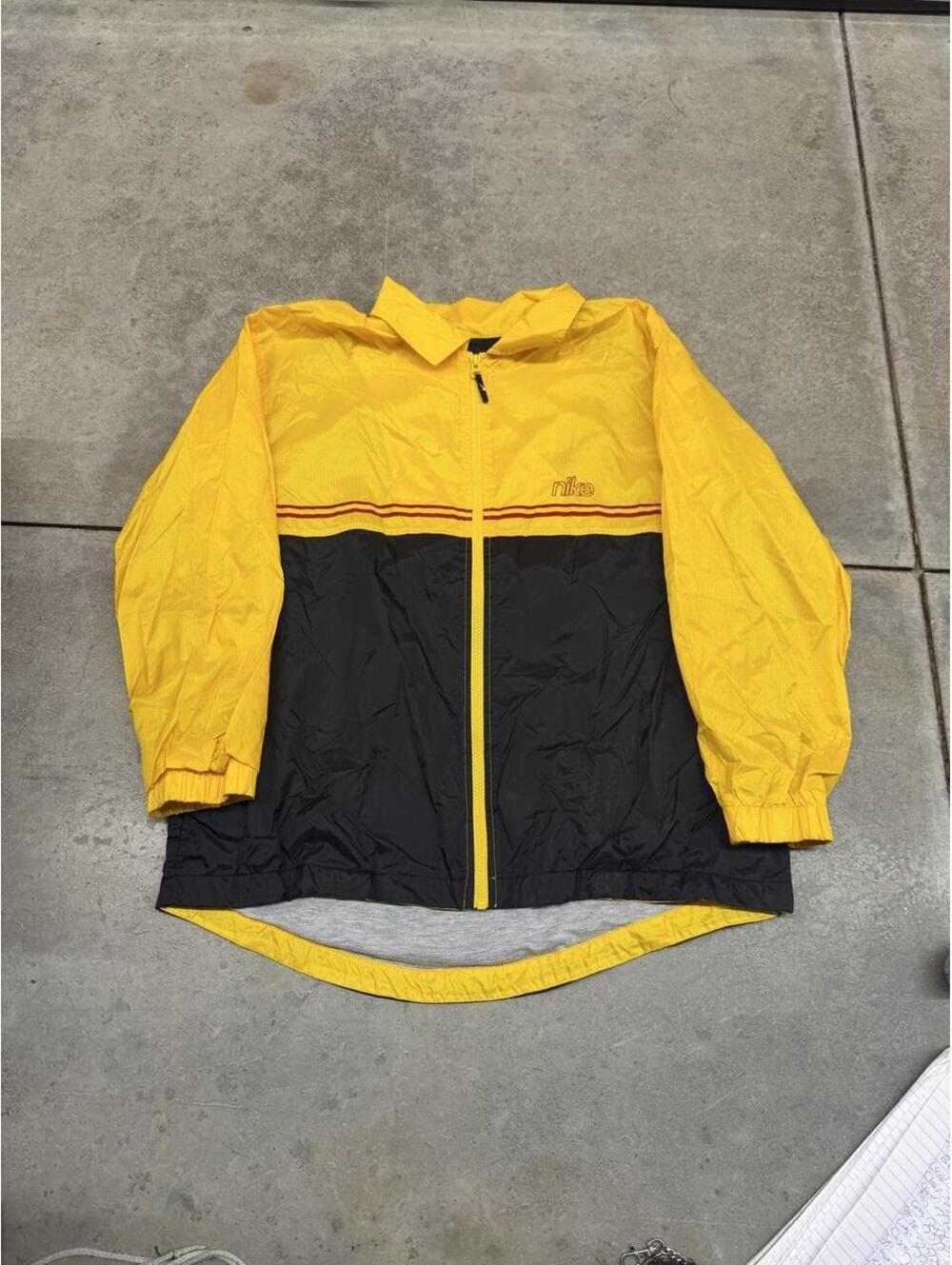 vintage nike yellow black and red big swoosh windbreaker jacket size xl WOMENS
